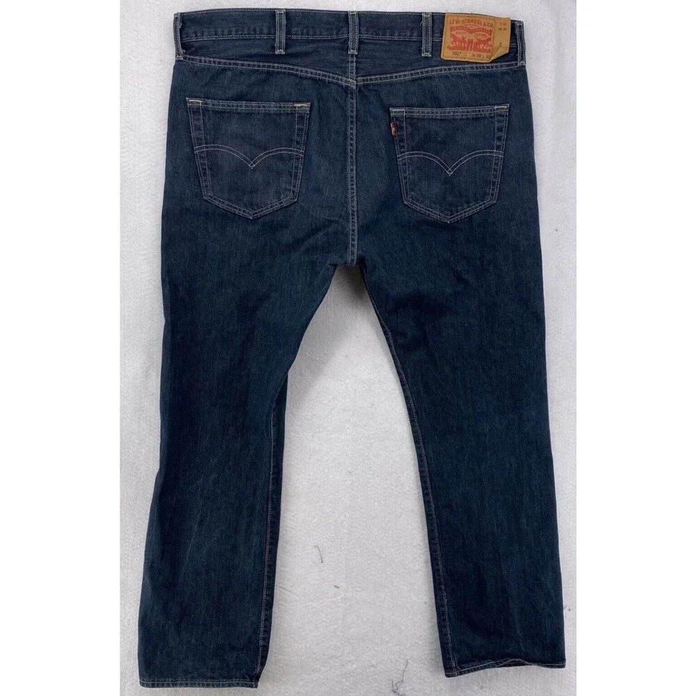 Levis 501 Original Fit Jeans Mens 38x30 Dark Wash Straight Leg 100% Cotton Blue